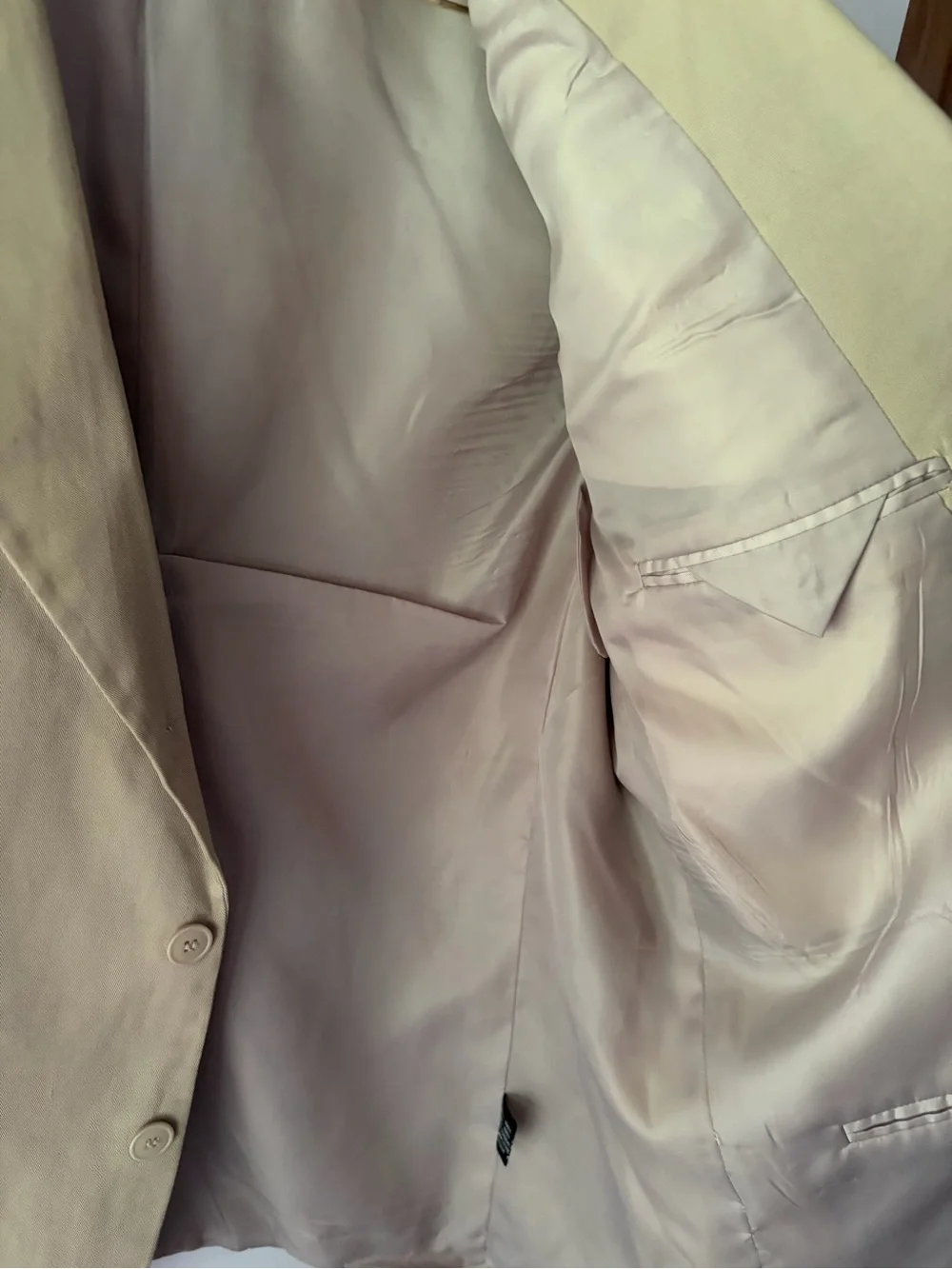 Adolfo International Tan kaki Single Breast Sport Coat blazer 100% cotton Sz 48R